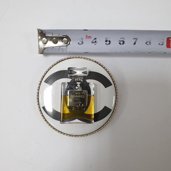 Chanel Ladies First Perfume Bottle Gold Black Clear Brooch - Picture 6 of 7